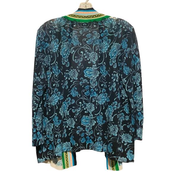 CHICO'S Cardigan Size 1 (US Sz M) Lightweight Floral Print Knit Boho Open Front - Picture 9 of 9